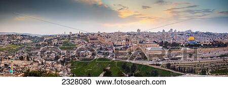 Israel, Elevated view of cityscape with Dome Of Rock; Jerusalem View Large Photo Image Stock Image - Israel, Elevated view of cityscape with Dome Of Rock; Jerusalem. Fotosearch
