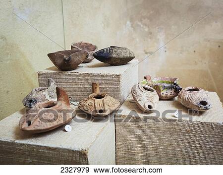 Israel, Exhibition of clay lamps; Jerusalem View Large Photo Image Stock Photo - Israel, Exhibition of clay lamps; Jerusalem. Fotosearch