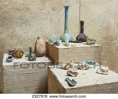 Stock Photo - Israel, Exhibition of clay pottery; Jerusalem. Fotosearch