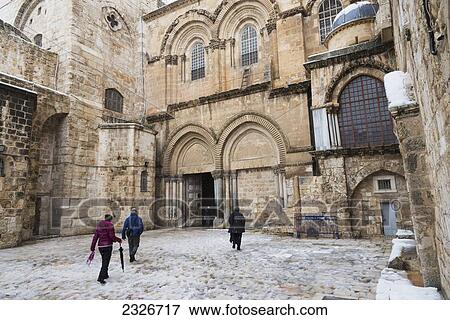 Stock Photo - Israel, Holy Sepulcher; Jerusalem, 2013, January 10, Snow in city. Fotosearch