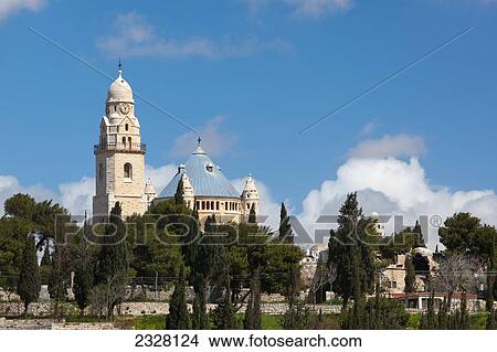 Picture - Israel, in traditional site of her death (the name means Eternal sleep); Jerusalem, commemorating memory of Virgin Mary, Grand German Benedictine abbey located on top of Mount Zion. Fotosearch