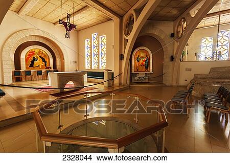 Picture - Israel, Interior of Church of St Peter; Gallicantu. Fotosearch
