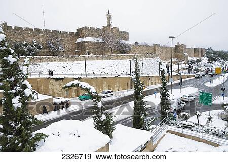 Israel, Jaffa Gate; Jerusalem, 2013, January 10, Snow in city View Large Photo Image Stock Photo - Israel, Jaffa Gate; Jerusalem, 2013, January 10, Snow in city. Fotosearch