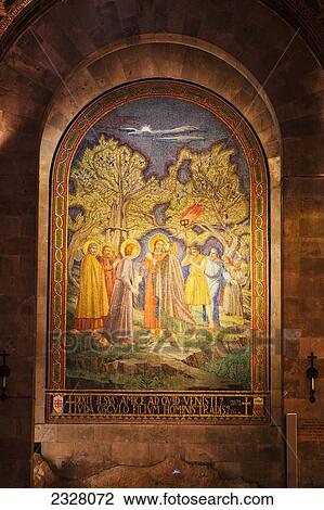 Stock Image - Israel, Jerusalem, alternative name Basilica of Agony; Mount Of Olives, Interior of Church of all Nations. Fotosearch