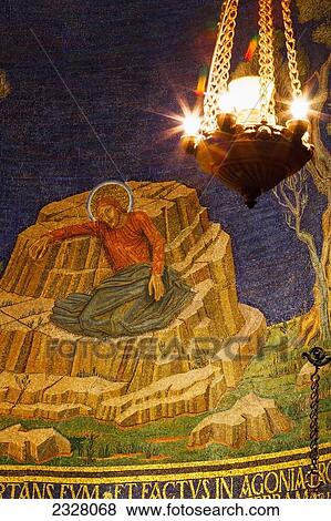 Stock Photo - Israel, Jerusalem, alternative name Basilica of Agony; Mount Of Olives, Interior of Church of all Nations. Fotosearch