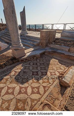 Stock Photo - Israel, near town of Caesarea. Ancient Caesarea Maritima city and harbor was built by Herod Great. city has been populated through late Roman and Byzantine era; Caesarea Maritima National Park, Caesarea Maritima is a national park on Israeli coastline. Fotosearch