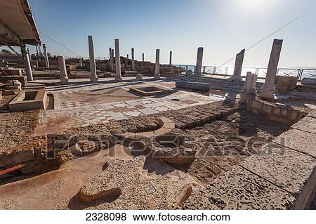 Israel, near town of Caesarea. Ancient Caesarea Maritima city and harbor was built by Herod Great. city has been populated through late Roman and Byzantine era; Caesarea Maritima National Park, Caesarea Maritima is a national park on Israeli coastline View Large Photo Image Stock Photo - Israel, near town of Caesarea. Ancient Caesarea Maritima city and harbor was built by Herod Great. city has been populated through late Roman and Byzantine era; Caesarea Maritima National Park, Caesarea Maritima is a national park on Israeli coastline. Fotosearch