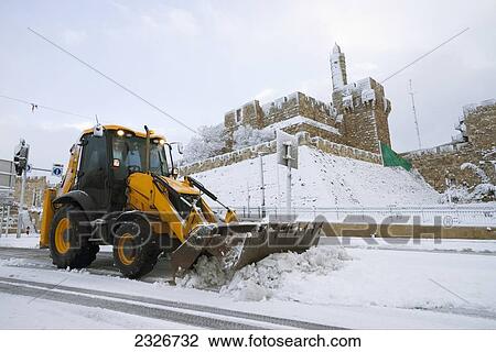Israel, Old City walls and Tower of David in background; Jerusalem, Snow mower on street, 2013, January 10 View Large Photo Image Stock Image - Israel, Old City walls and Tower of David in background; Jerusalem, Snow mower on street, 2013, January 10. Fotosearch