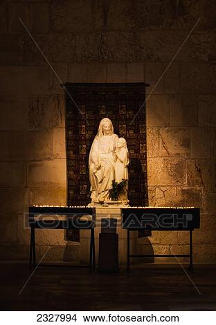 Picture - Israel, Statue of St Anne and young Virgin Mary in St Anne's Church; Jerusalem. Fotosearch