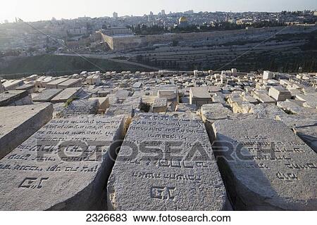 Israel, Tomb stones on Mount of Olives with Old City in Background; Jerusalem View Large Photo Image Stock Image - Israel, Tomb stones on Mount of Olives with Old City in Background; Jerusalem. Fotosearch