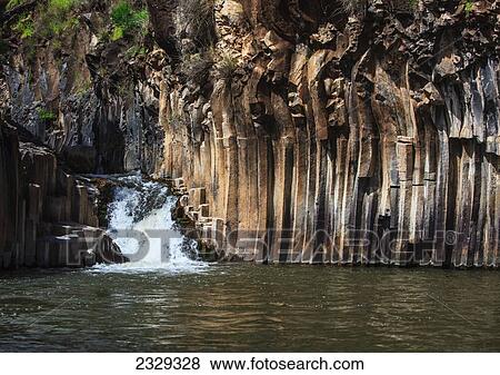 Stock Photo - Israel, Tranquil scene of Columnar Basalt; Yehudiya Nature Reserve. Fotosearch