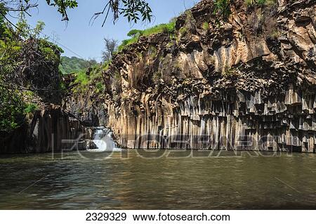 Stock Photo - Israel, Tranquil scene of Columnar Basalt; Yehudiya Nature Reserve. Fotosearch