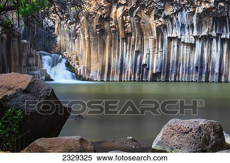 Stock Photography - Israel, Tranquil scene of Columnar Basalt; Yehudiya Nature Reserve. Fotosearch