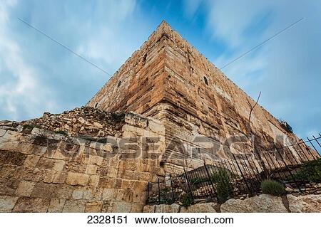Stock Image - Israel, who tempted him to jump off because angels would protect him). Southeast point is highest point overlooking Kidron Valley below; Jerusalem, Many believe southeast corner is pinnacle (the place where Jesus was taken by Satan. Fotosearch