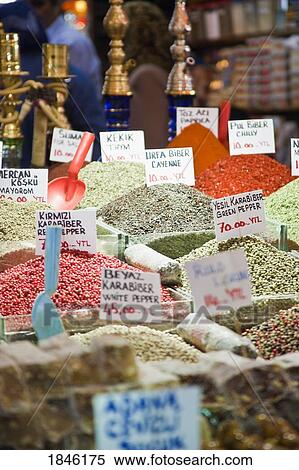 Stock Photography - Istanbul, Turkey; Spice Display In The Grand Bazaar. Fotosearch