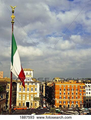 Stock Image - Italian Flag On Victor Emmanuel Monument. Fotosearch