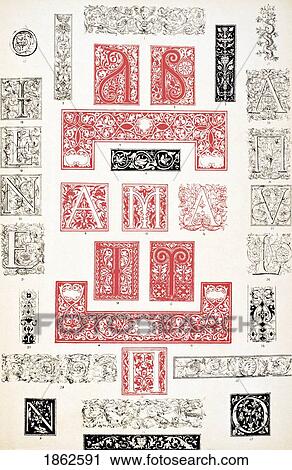Stock Image - Italian No 5 Plate Xc From The Grammar Of Ornament By Owen Jones Published By Day & Son London 1865. Fotosearch