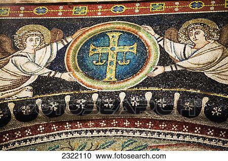 Italy, Emilia-Romagna, Ravenna, Mosaic of angels holding cross View Large Photo Image Stock Image - Italy, Emilia-Romagna, Ravenna, Mosaic of angels holding cross. Fotosearch