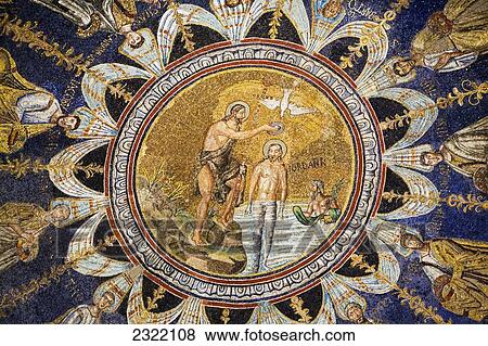 Italy, Emilia-Romagna, Ravenna, Mosaic of Baptism of Christ in River Jordan View Large Photo Image Stock Photo - Italy, Emilia-Romagna, Ravenna, Mosaic of Baptism of Christ in River Jordan. Fotosearch