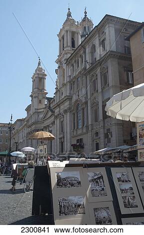 Stock Image - Italy, Farmese Square; Rome, Piazza Farnese. Fotosearch