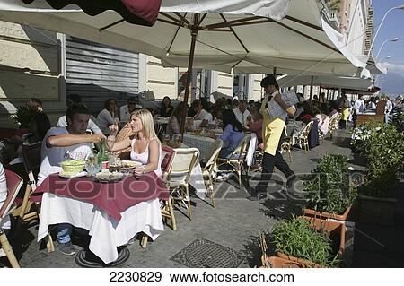 Italy, Fish Restaurant At Waterfront; Naples View Large Photo Image Stock Photo - Italy, Fish Restaurant At Waterfront; Naples. Fotosearch