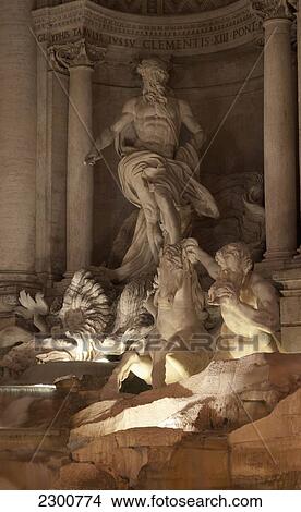 Picture - Italy, Trevi Fountain At Night; Rome. Fotosearch