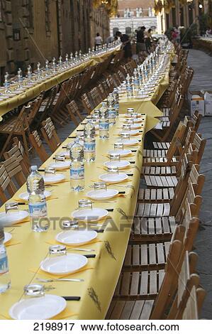 Italy, Tuscany, Tables On Siena Street; Siena View Large Photo Image Stock Photo - Italy, Tuscany, Tables On Siena Street; Siena. Fotosearch