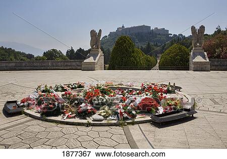 Italy; Wreaths Of Flowers At The Polish Cemetery By Monte Cassino Monastery View Large Photo Image Stock Photo - Italy; Wreaths Of Flowers At The Polish Cemetery By Monte Cassino Monastery. Fotosearch