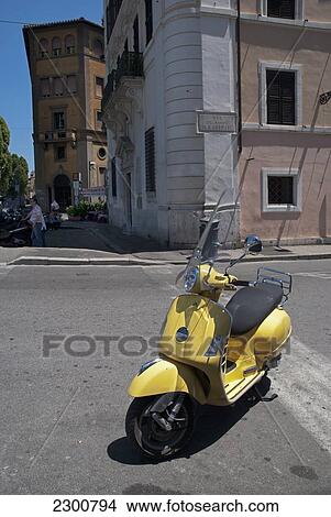 Italy, Yellow Vespa; Rome View Large Photo Image Picture - Italy, Yellow Vespa; Rome. Fotosearch