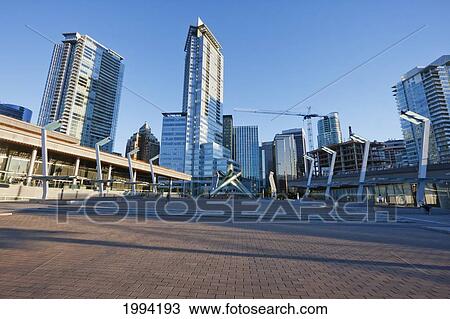 Stock Image - Jack Poole Plaza And Vancouver Convention Centre, Vancouver, British Columbia, Canada. Fotosearch