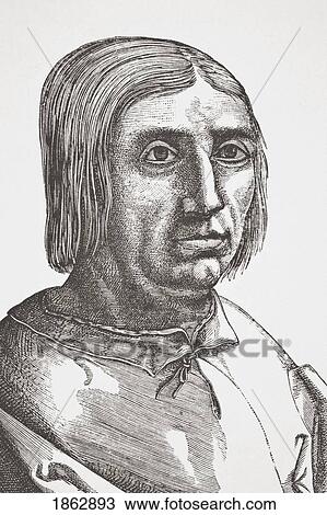 Stock Image - Jacopo Sannazaro Or Sannazzaro 1458 - 1530. Italian Poet, Humanist And Epigrammist From Naples. After A 16Th Century Engraving From Science And Literature In The Middle Ages By Paul Lacroix Published London 1878. Fotosearch