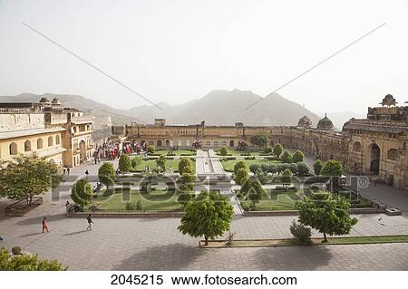 Jaleb Chowk (Courtyard) Outside Of Amber Palace, Amber Fort, Rajasthan, India View Large Photo Image Stock Photography - Jaleb Chowk (Courtyard) Outside Of Amber Palace, Amber Fort, Rajasthan, India. Fotosearch