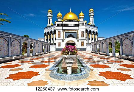 Stock Photo - Jame'asr Hassanil Bolkiah Mosque; Bandar Seri Begawan, Brunei. Fotosearch