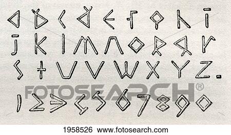 Stock Photograph - James Gall's Triangular Tactile Alphabet And Numerals For The Blind. From Cyclopaedia Of Useful Arts And Manufactures By Charles Tomlinson.. Fotosearch
