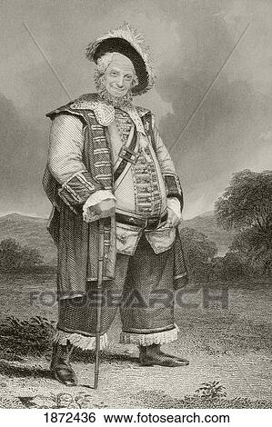 Stock Photograph - James Henry Hackett, 1800 To 1871. American Actor In Costume As Falstaff In The Play Henry Iv By William Shakespeare. From A Nineteenth Century Engraving.. Fotosearch