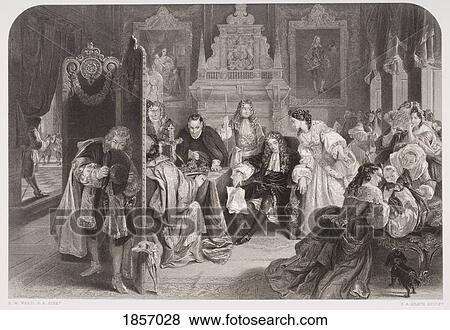 Stock Photo - James Ii, Aka Duke Of York, 1633-1701 King Of Great Britain (1685-1688) Receiving News Of The Landing Of The Prince Of Orange. Engraved By F. A. Heath After E. M. Ward.. Fotosearch