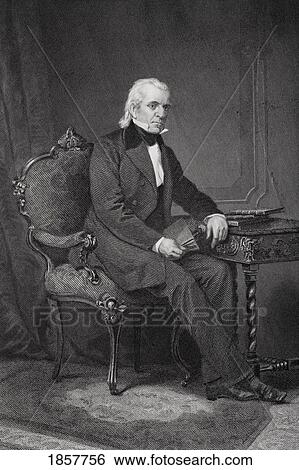 Stock Photograph - James Knox Polk 1795 To 1849. 11Th President Of The United States 1845 To 1849 From Painting By Alonzo Chappel. Fotosearch