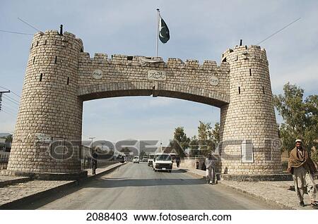 Stock Image - Jamrud Gate To The Khyber Pass On The Outskirts Of Peshawar, Federally Administered Tribal Areas, Pakistan. Fotosearch