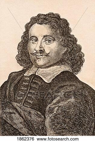 Stock Photograph - Jan Dirksz Both 1618? -1652 Dutch Artist From 75 Portraits Of Celebrated Painters From Authentic Originals Etched By James Girtin Published London 1817. Fotosearch