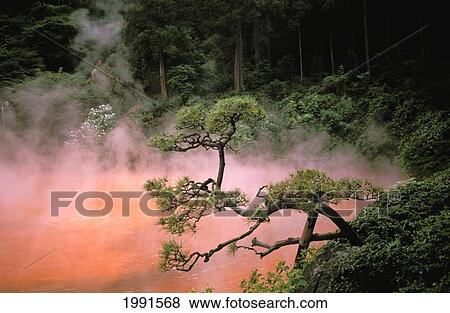 Japan, Beppu Kyushu, Mist From Chinoike Jigoku (Blood Pond Hell) Red Volcanic Pool View Large Photo Image Stock Photo - Japan, Beppu Kyushu, Mist From Chinoike Jigoku (Blood Pond Hell) Red Volcanic Pool. Fotosearch