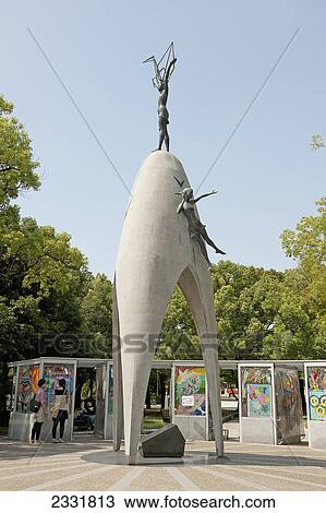Stock Image - Japan, Children's Peace Monument In Hiroshima Peace Memorial Park; Hiroshima. Fotosearch