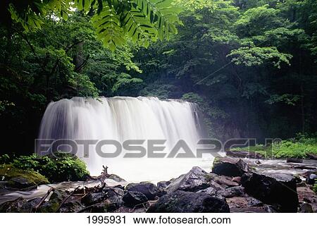 Japan, Chosi Otaki, Falls Slowly Flowing Over Rocks With Green Trees View Large Photo Image Stock Image - Japan, Chosi Otaki, Falls Slowly Flowing Over Rocks With Green Trees. Fotosearch