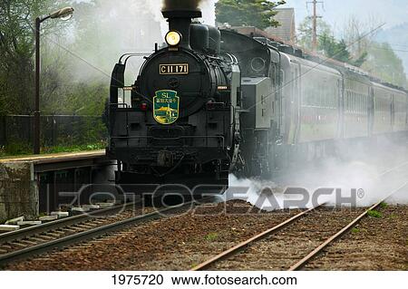 Japan, Hokaido Island, Historic Steam Engine Train. View Large Photo Image Stock Image - Japan, Hokaido Island, Historic Steam Engine Train.. Fotosearch