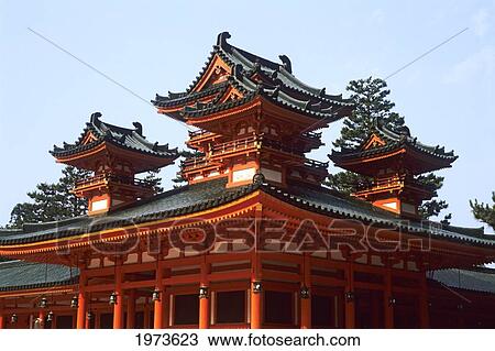 Stock Image - Japan, Kyoto, Colorful Heian Jingu Temple.. Fotosearch