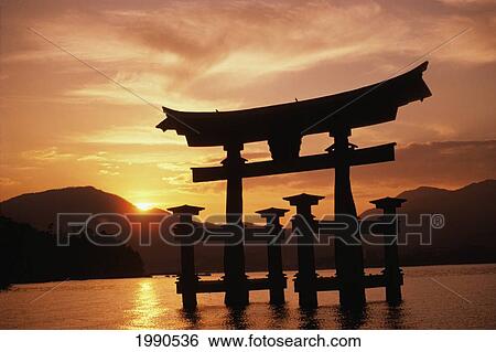 Japan, Kyushu, Miyajima Torii Gate In Water, Itsukushima Shrine, Peaceful Sunrise View Large Photo Image Stock Photograph - Japan, Kyushu, Miyajima Torii Gate In Water, Itsukushima Shrine, Peaceful Sunrise. Fotosearch