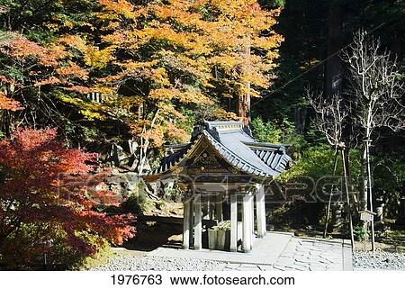 Stock Image - Japan, Nikko, World Heritage Site, Rin-No-Ji Temple, Sacred Fountain.. Fotosearch