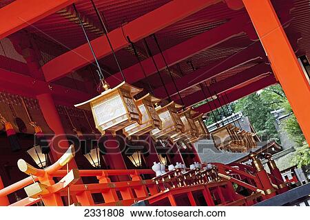 Japan, Row Of Hanging Lanterns In Japanese Architecture; Kyoto View Large Photo Image Stock Photo - Japan, Row Of Hanging Lanterns In Japanese Architecture; Kyoto. Fotosearch