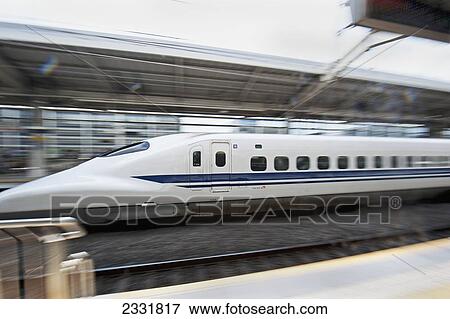 Stock Photo - Japan, Shinkansen Bullet Train; Kyoto. Fotosearch