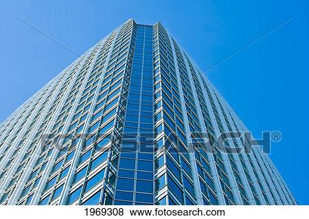 Stock Photo - Japan, Tokyo, Atago Green Hills Mori Tower, Colorful Glass Exterior Of Building.. Fotosearch