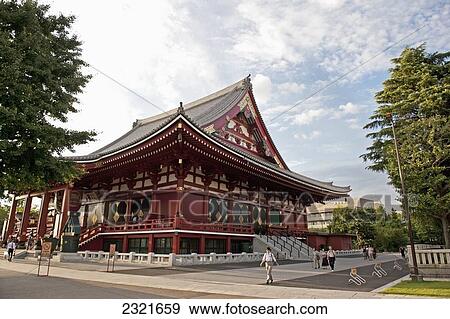 Stock Photo - Japan, Tokyo, Building with traditional Japanese architecture. Fotosearch
